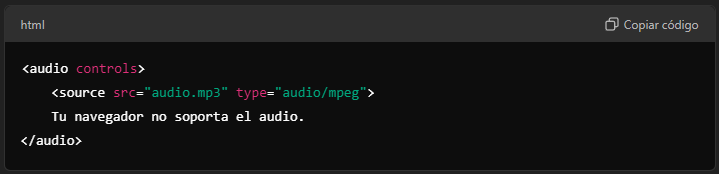 Insertar audio con código HTML