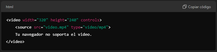 Insertar video con código HTML